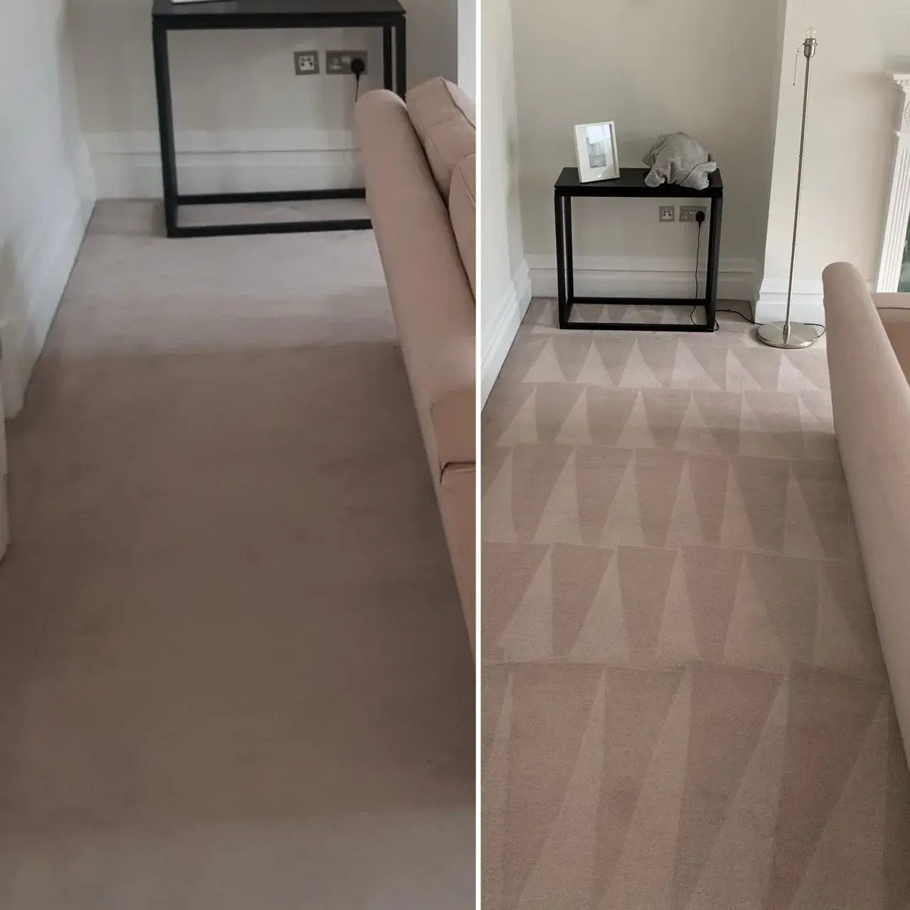 Carpet before and after a WrXperts deep clean