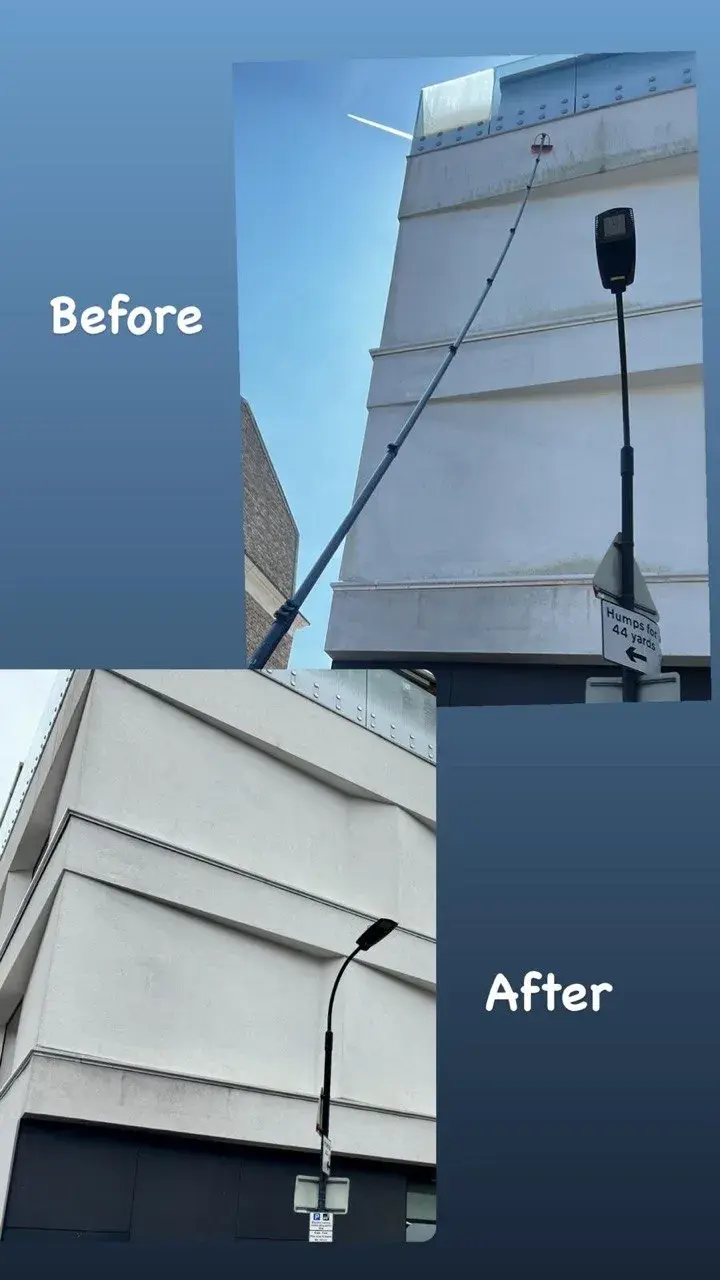 Communal facade before and after