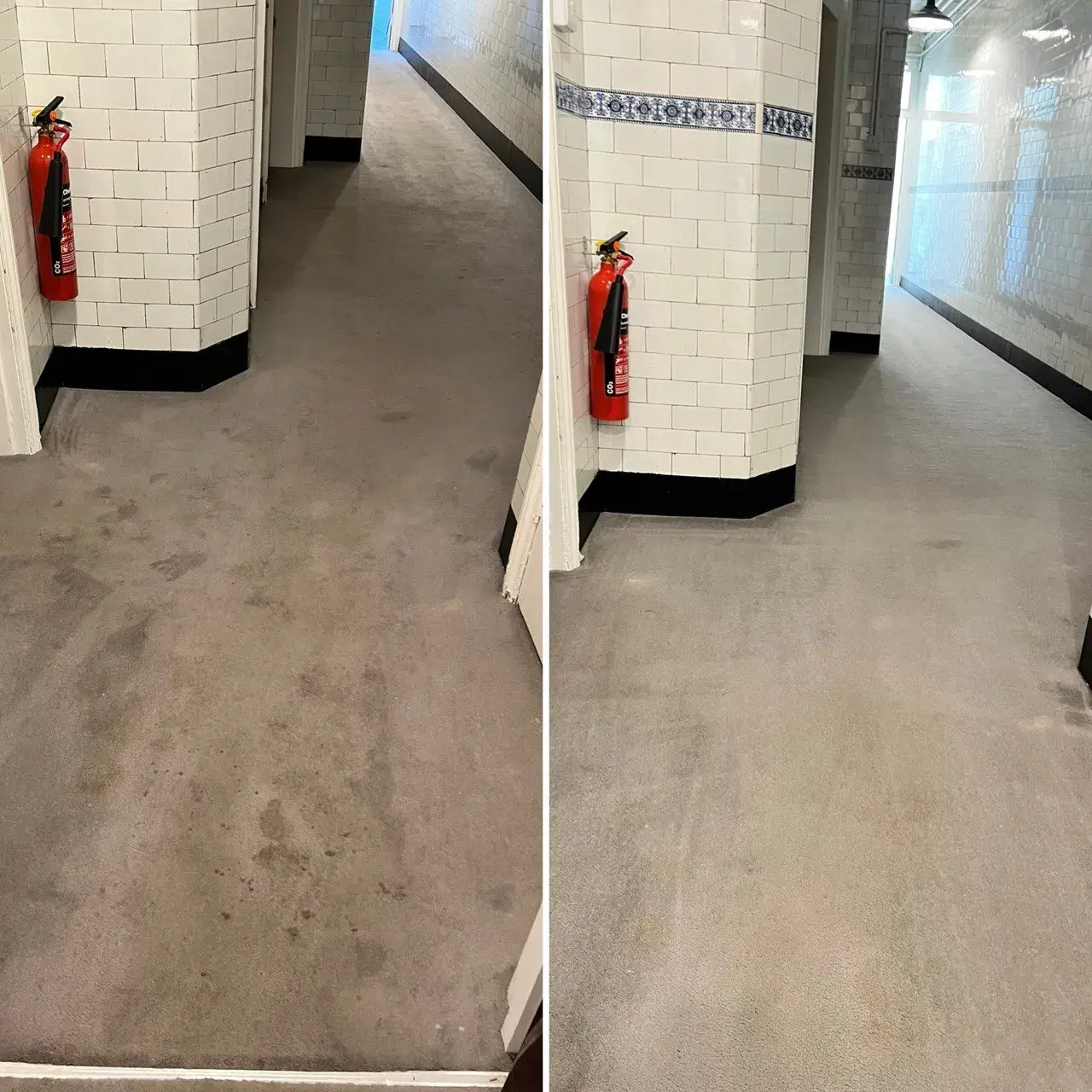 Corridor flooring before and after