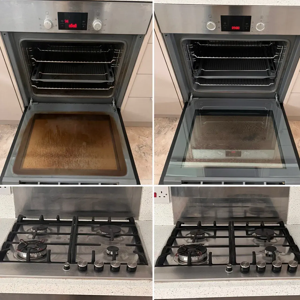 Oven before and after an end of tenancy clean