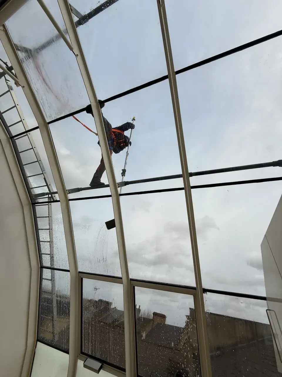 Communal atrium skylight from inside