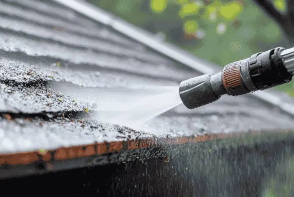 Moss removal in progress on a London roof