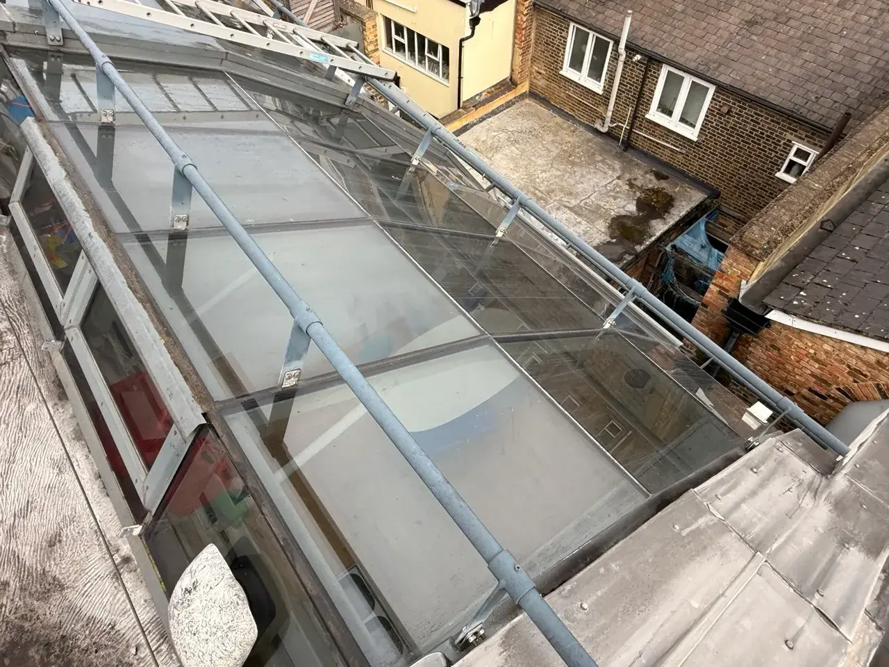 Aerial view of a cleaned London roof